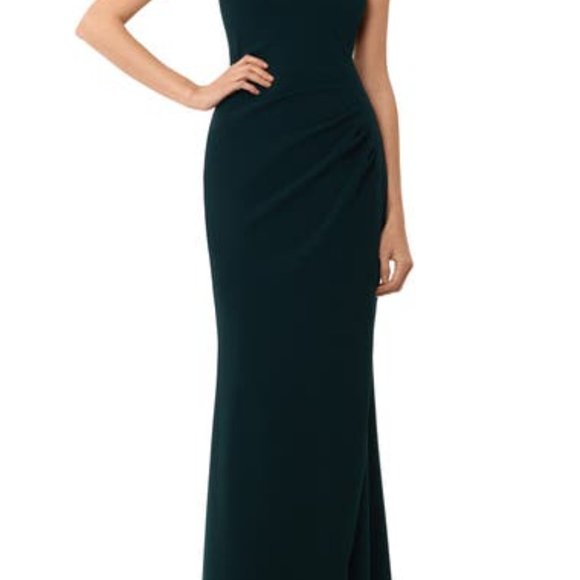 XSCAPE Petite One-Shoulder Floral-Det Green 12P - Picture 3 of 6